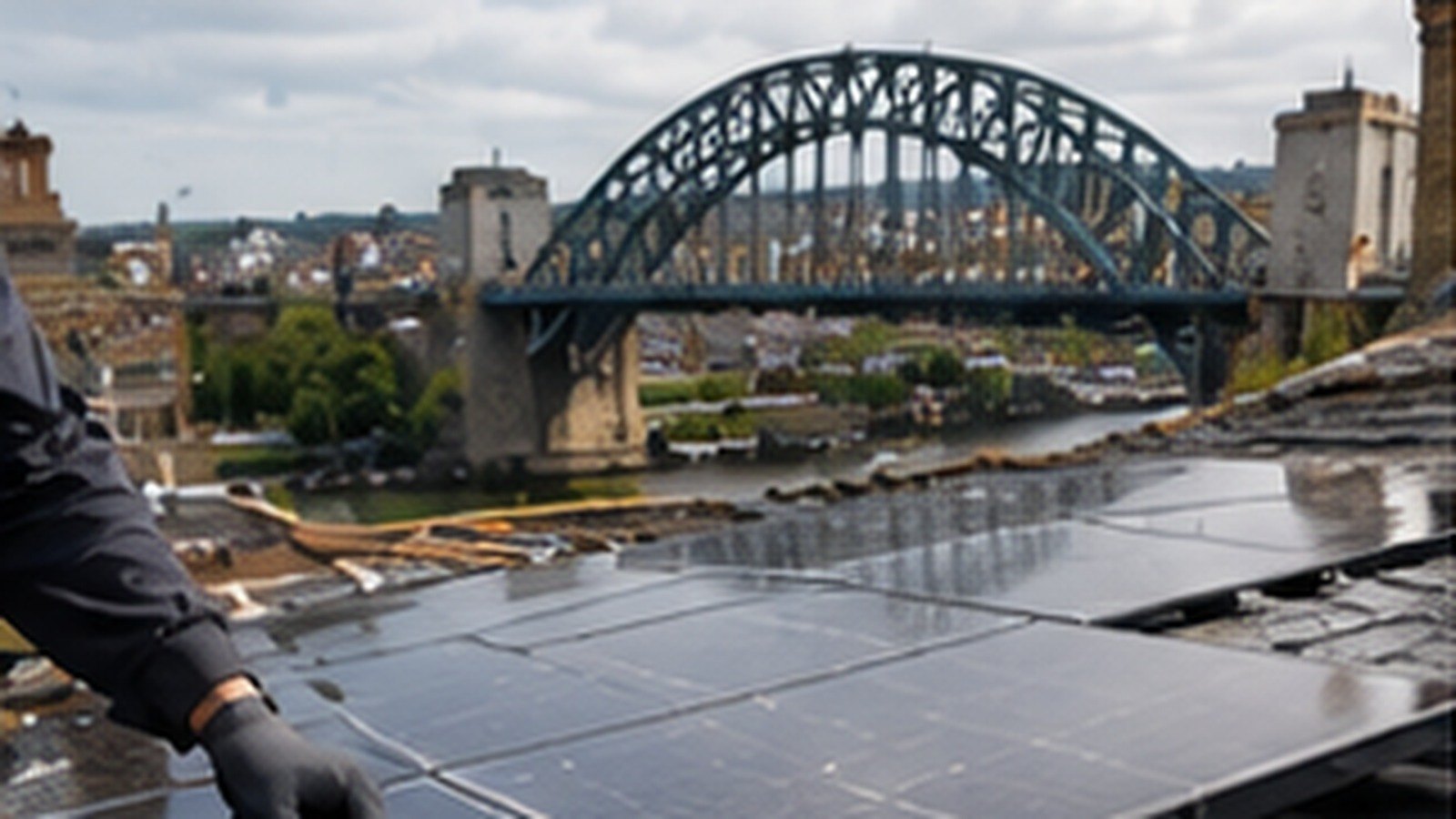Solar installation in progress on a Newcastle upon Tyne home